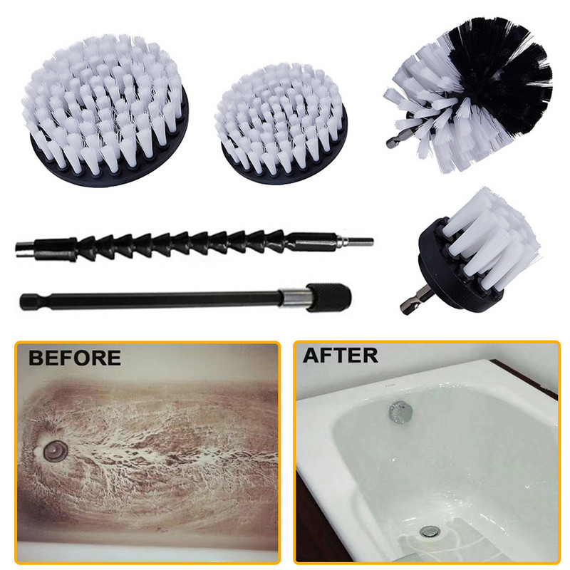 Elektriline puurharja komplekt Universaalne puhastusvahend autorehvide puhastustööriistad köögi jaoks vannitoa plaatide ümmargused plastikust puhastusharjad