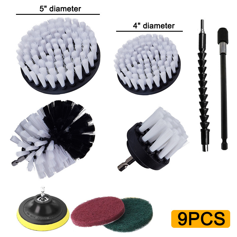 Elektriline puurharja komplekt Universaalne puhastusvahend autorehvide puhastustööriistad köögi jaoks vannitoa plaatide ümmargused plastikust puhastusharjad