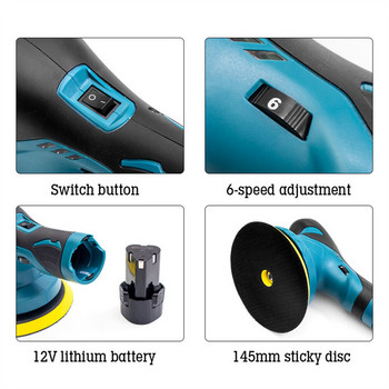 Cordless car Polisher Multi-function Electric Rotary Polish Machine 5000rpm 6 Variable Speed Scratches Repair Waxing Tools