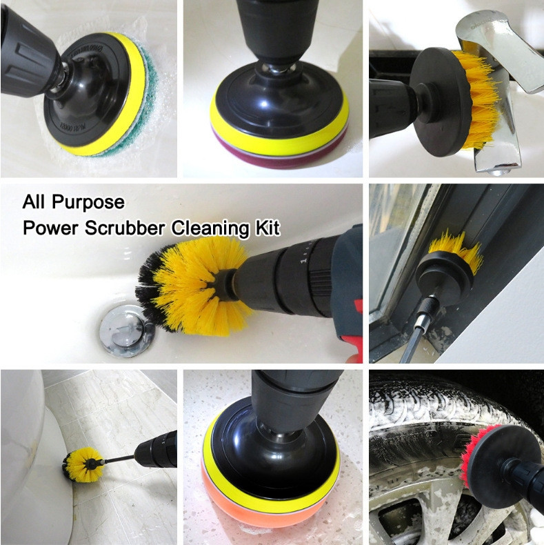 Puurimisharjade poleerimiskäsnade komplekt Power Scrubber Cleaning Kit Auto Kodu Puhastus Tööriistad Puhastusharjade Komplekt Power Drill Tarvikud