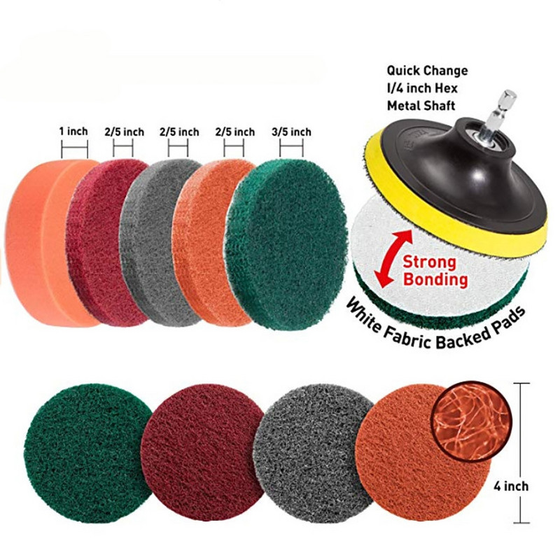 Puurimisharjade poleerimiskäsnade komplekt Power Scrubber Cleaning Kit Auto Kodu Puhastus Tööriistad Puhastusharjade Komplekt Power Drill Tarvikud