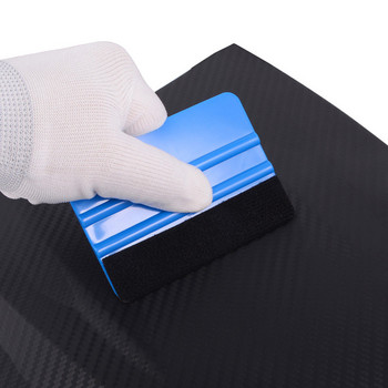 1 τεμ 10x7 cm Auto Styling Vinyl Carbon Fiber Window Ice Remover Cleaning Wash Car Scraper With Felt Squeegee Tool Tipping Film