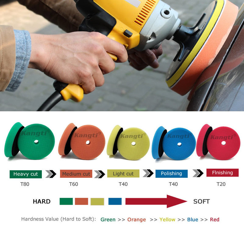 Disc de lustruit pentru mașină de 5/6 inci, Germania, spumă pentru epilare cu ceară, tampon de lustruit, tampon de lustruit pentru îngrijirea mașinii, seturi de lustruit pentru reparații, cu model în carouri.