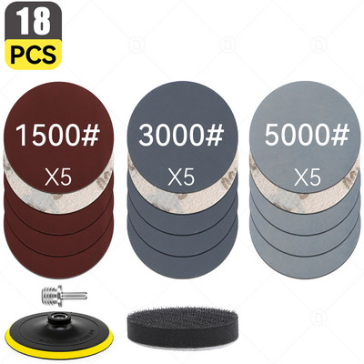 Cârlig și buclă de șmirghel pentru șlefuit orbital aleatoriu Foaie de hârtie șlefuită Disc pentru lustruire Set de burete pentru epilare cu ceară Tampon tampon Detaliere auto