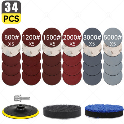 Cârlig și buclă de șmirghel pentru șlefuit orbital aleatoriu Foaie de hârtie șlefuită Disc pentru lustruire Set de burete pentru epilare cu ceară Tampon tampon Detaliere auto