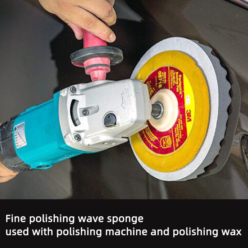 2 buc American 3M 05725 Minge de burete 8 inch Negru 200mm Disc ondulat Roată de lustruit auto Burete fin autoadeziv