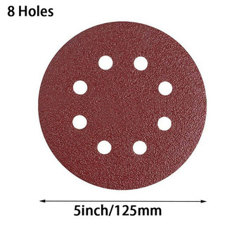 10 ΤΕΜ 5 ιντσών 125mm οξείδιο αλουμινίου ξηρό γυαλόχαρτο Δίσκοι λείανσης Γάντζος βρόχος για πέτρα Στρογγυλός κόκκινος δίσκος Φύλλα άμμου Αυτοκόλλητοι δίσκοι