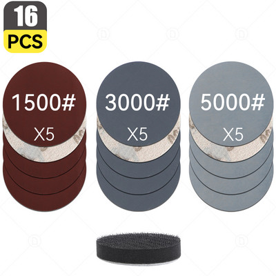 Cârlig și buclă de șmirghel pentru șlefuit orbital aleatoriu Foaie de hârtie șlefuită Disc pentru lustruire Set de burete pentru epilare cu ceară Tampon tampon Detaliere auto