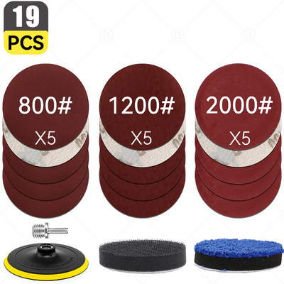 Cârlig și buclă de șmirghel pentru șlefuit orbital aleatoriu Foaie de hârtie șlefuită Disc pentru lustruire Set de burete pentru epilare cu ceară Tampon tampon Detaliere auto