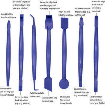 8 бр. Автомобилен тример за винилови ръбове Комплект чистачки Скрепер за филцови ръбове Инструменти за тониране на прозорци Монтиране на фолио за етикети от въглеродни влакна Аксесоар за кола