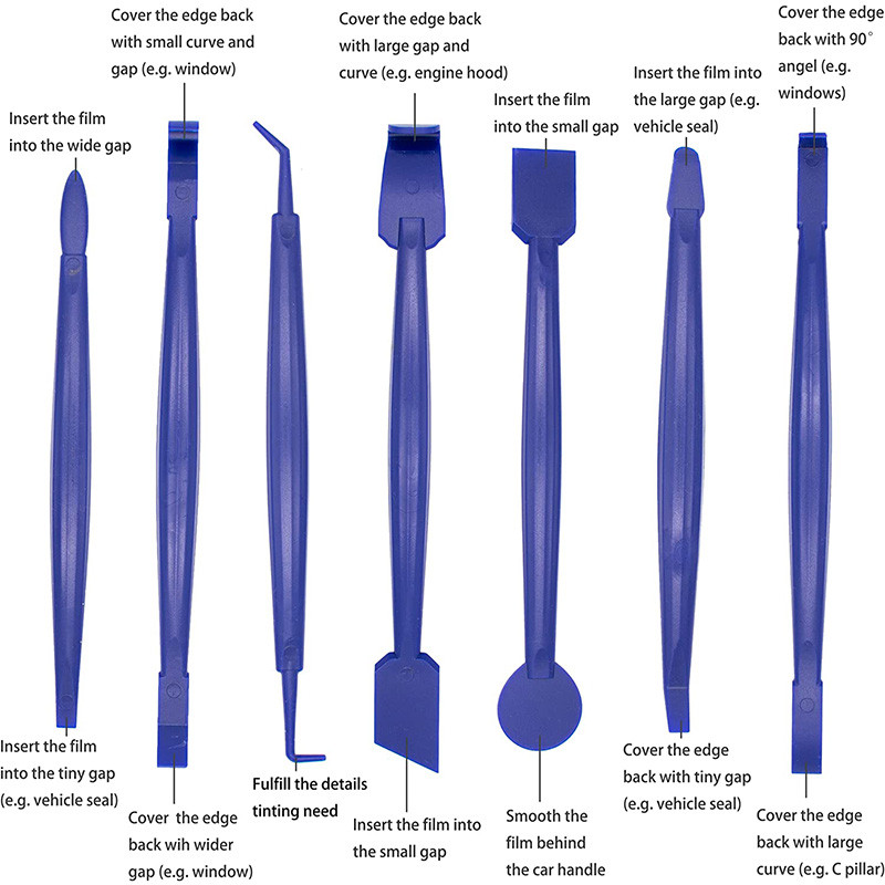 8 buc. Set de raclete pentru tăiere margini de vinil pentru mașină, racletă pentru margini din pâslă, instrumente de nuanțare a ferestrei, pentru instalarea foliei de autocolante din fibră de carbon, accesorii auto