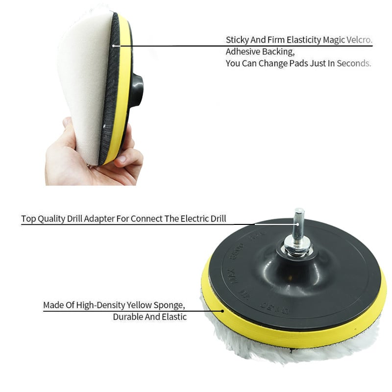 6 ΤΕΜ. 3/4/5/6/7 ιντσών Κιτ στίλβωσης Επιθέματα γυαλίσματος αυτοκινήτου Αποτρίχωση με κερί Δίσκος σφουγγάρι μαλλί τροχού Auto Paint Care Στιλβωτικά Pads Αυτοκίνητο Gadget