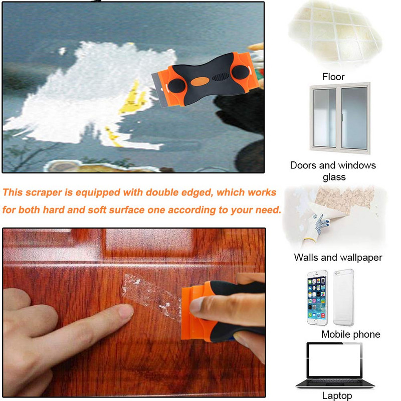 Dvostruki strugač s oštricom britve Alat za automatsko zatamnjivanje prozora Vinil s plastičnim čeličnim oštricama za uklanjanje naljepnica Naljepnice Naljepnice