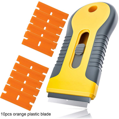 Tint Wrap Glue Squeegee Remover Cleaner Κεραμικό γυαλί παραθύρου αυτοκινήτου αυτοκόλλητο Viny Film Cleaning Ξύστρα ξυραφιού + 10 τμχ Ξυραφάκι