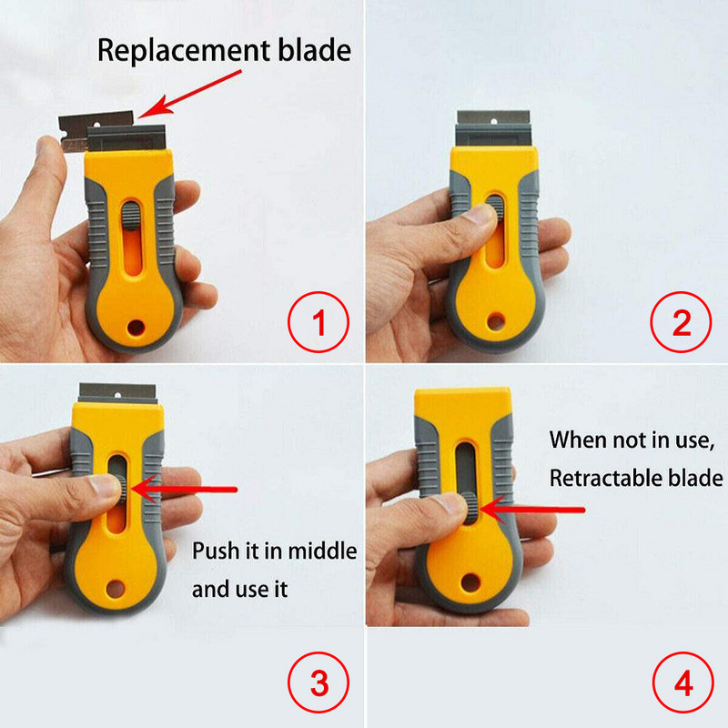 Tint Wrap Glue Squeegee Remover Cleaner Κεραμικό γυαλί παραθύρου αυτοκινήτου αυτοκόλλητο Viny Film Cleaning Ξύστρα ξυραφιού + 10 τμχ Ξυραφάκι