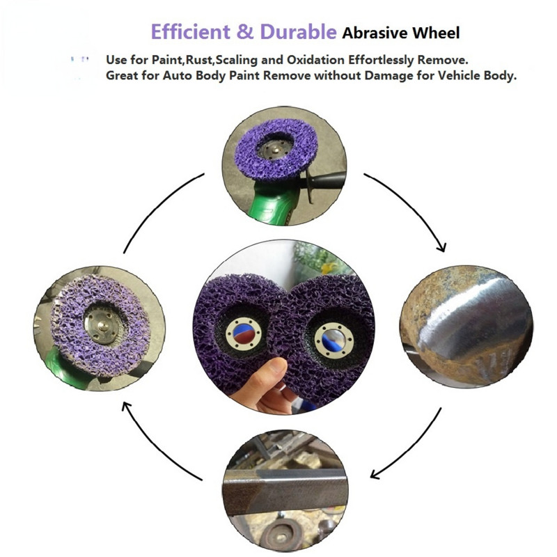 Disc cu bandă de polietilenă de 125 mm, disc abraziv pentru vopsea pentru îndepărtarea ruginii, roți de șlefuit pentru motociclete, polizor unghiular durabil, mașină