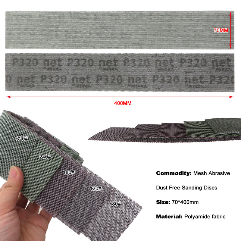 400*70 MM võrgusilmaga lihvketta liivapaber 80-320 karedusega konksu silmus tolmuvaba blokeerimisvastane auto värvimiseks metalli viimistlus poleerimine