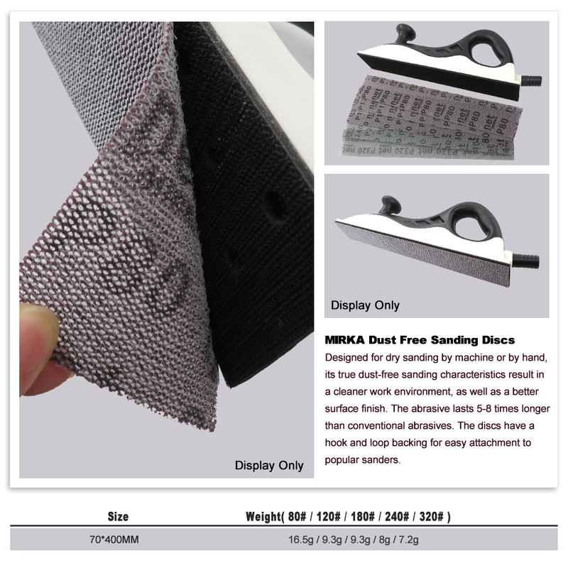 400*70 MM võrgusilmaga lihvketta liivapaber 80-320 karedusega konksu silmus tolmuvaba blokeerimisvastane auto värvimiseks metalli viimistlus poleerimine