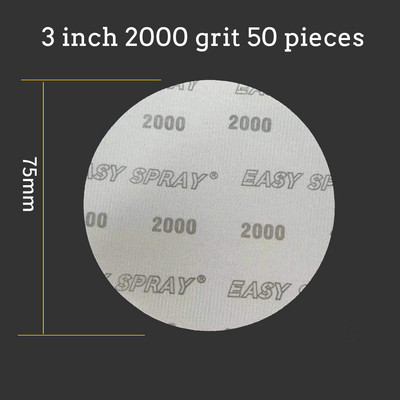 EASY SPRAY 50 tk 75 mm kilega ülipeened lihvkettad 1200–3000 karedusega pehme veekindel liivapaber märja/kuiva Poola autovärvi jaoks