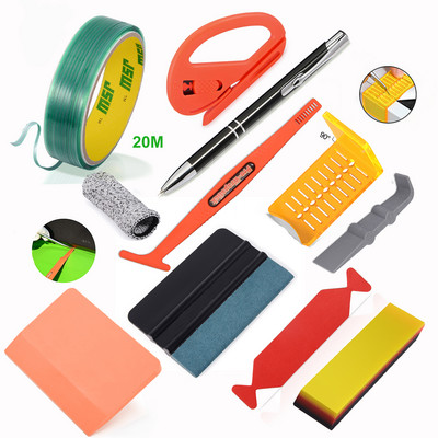 Σετ εργαλείων περιτύλιξης αυτοκινήτου FOSHIO Σετ Ξύστρα με ταινία χωρίς μαχαίρι, γυάλινο παράθυρο, αυτοκόλλητο μεμβράνη, Εγκατάσταση κιτ εργαλείων περιτυλίγματος βινυλίου