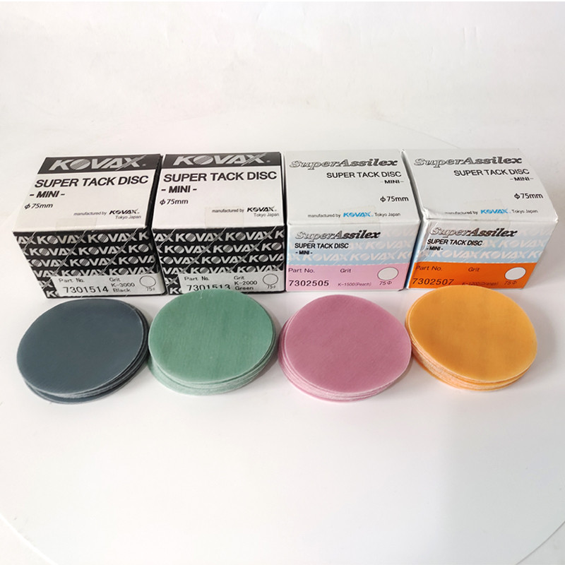 50 tk KOVAX 3 tolli pehmet liivapaberit 75 mm ümmargune isekleepuv flokeeriv kuivlihvpaber autovärvi viimistlus poleerimine