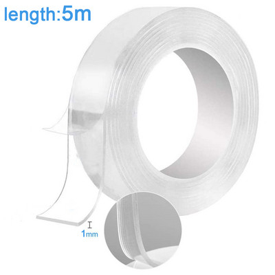 Bandă adezivă dublă reutilizabilă fără urme Autocolant detașabil Adeziv lavabil Îmbunătățirea casei Bandă transparentă reutilizabilă