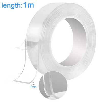 Bandă adezivă dublă reutilizabilă fără urme Autocolant detașabil Adeziv lavabil Îmbunătățirea casei Bandă transparentă reutilizabilă