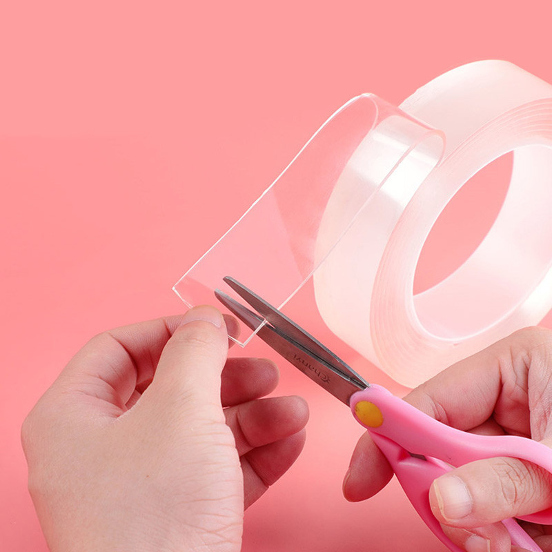 3/2/1/M nanotrassideta teip Kahepoolne teip, läbipaistev jälgedeta korduvkasutatav veekindel kleeplint Puhastav koduteip 1mm*2cm