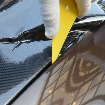 EHDIS 3/6/9 бр. Тониращо фолио за прозорци Ракел Шпатула Винилова обвивка от въглеродни влакна Жълт пластмасов скрепер Стикер за детайли на автомобила Комплект инструменти