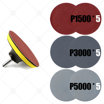 3-tolline ümmargune liivapaber lihvimiskettad liivapaber veskile auto poleerimiseks Lihvija poleerimisalused 800/1500/2000/3000/5000