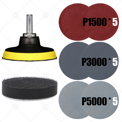 3-tolline ümmargune liivapaber lihvimiskettad liivapaber veskile auto poleerimiseks Lihvija poleerimisalused 800/1500/2000/3000/5000