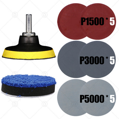 3-tolline ümmargune liivapaber lihvimiskettad liivapaber veskile auto poleerimiseks Lihvija poleerimisalused 800/1500/2000/3000/5000