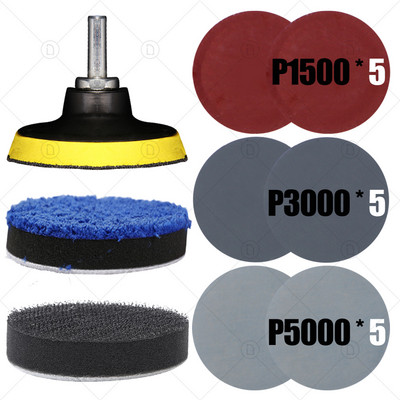 3-tolline ümmargune liivapaber lihvimiskettad liivapaber veskile auto poleerimiseks Lihvija poleerimisalused 800/1500/2000/3000/5000