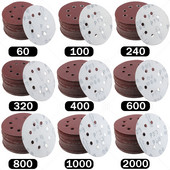 Okrugli brusni papir od 5 inča, 30 kom., brusni disk s 8 rupa, metalni automobilski drveni kotači za restauraciju komplet za poliranje 60#-5000# brusni list