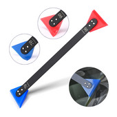 FOSHIO Racletă din cauciuc cu dublu cap, metal, mâner lung, ștergător de apă pentru curățarea parbrizului, racletă de gheață, instrument de film pentru nuanțare geamuri auto