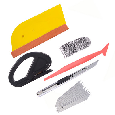 TOFAR Fibră de carbon Vinyl Wrap Tools Kit Film de nuanțare a ferestrelor Racletă din pâslă din piele de căprioară Autocolante pentru mașină Cutter Race Razor pentru curățare