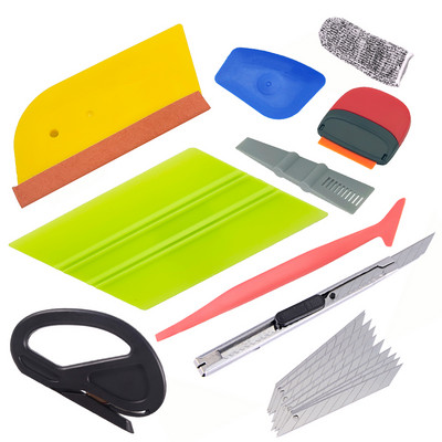TOFAR Fibră de carbon Vinyl Wrap Tools Kit Film de nuanțare a ferestrelor Racletă din pâslă din piele de căprioară Autocolante pentru mașină Cutter Race Razor pentru curățare