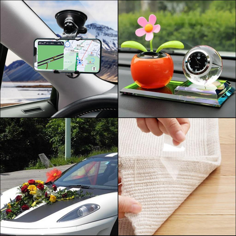 3 metri nano bandă dublă transparentă fără urme, reutilizabilă, adeziv rezistent la apă, autocolant de perete puternic pentru mașină, baie, bucătărie