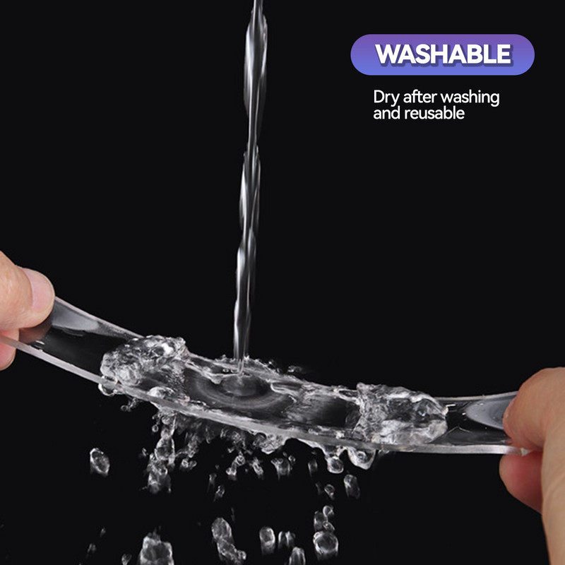 3 metri nano bandă dublă transparentă fără urme, reutilizabilă, adeziv rezistent la apă, autocolant de perete puternic pentru mașină, baie, bucătărie