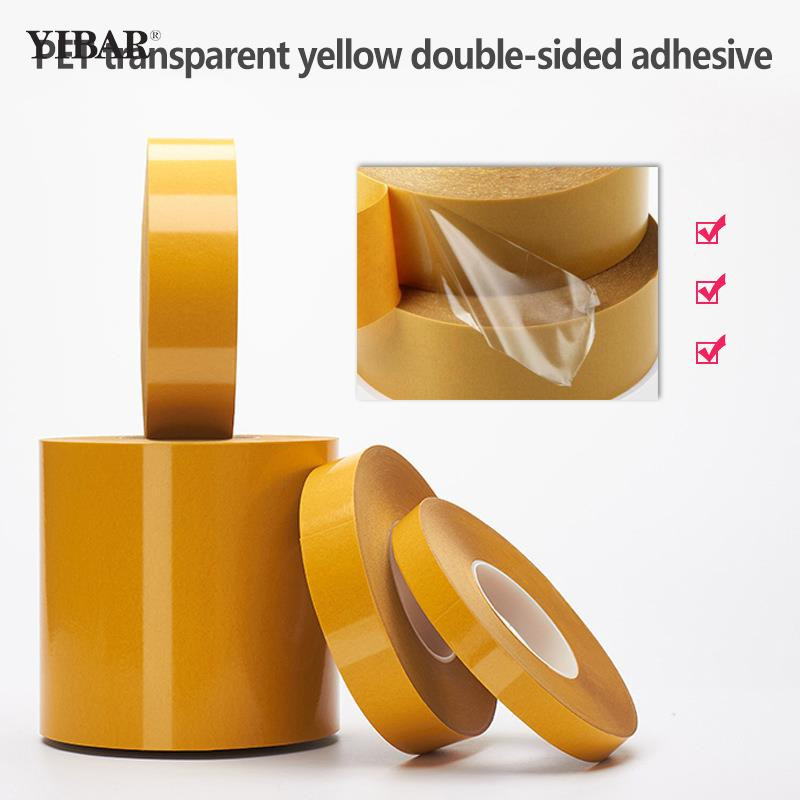 50M Rezistență la temperatură înaltă la căldură PET Bandă dublă lățime 5-15mm Fără urme Bandă adezivă puternică, transparentă, cu două fețe