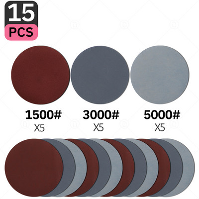 5-tollised liivapaberi lihvimiskettad 60-5000 teraga ümmargused flokeerivad liivapaberid lihvimisveski poleerimismasin autotööstuse puidu orbitaallihvija