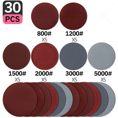 5-tollised liivapaberi lihvimiskettad 60-5000 teraga ümmargused flokeerivad liivapaberid lihvimisveski poleerimismasin autotööstuse puidu orbitaallihvija