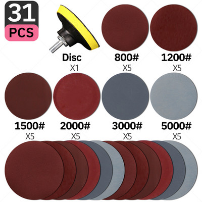 5-tollised liivapaberi lihvimiskettad 60-5000 teraga ümmargused flokeerivad liivapaberid lihvimisveski poleerimismasin autotööstuse puidu orbitaallihvija