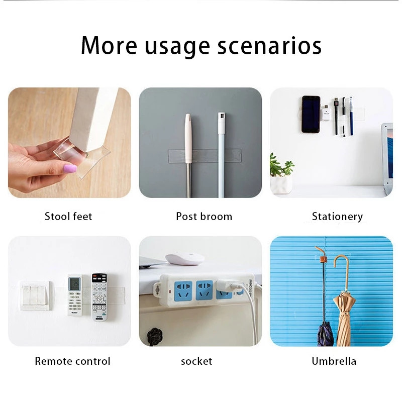 1/2/3/5M nanoteip Kahepoolne teip läbipaistev NoTrace korduvkasutatav veekindel teip Puhastav kodu Gekkoteip