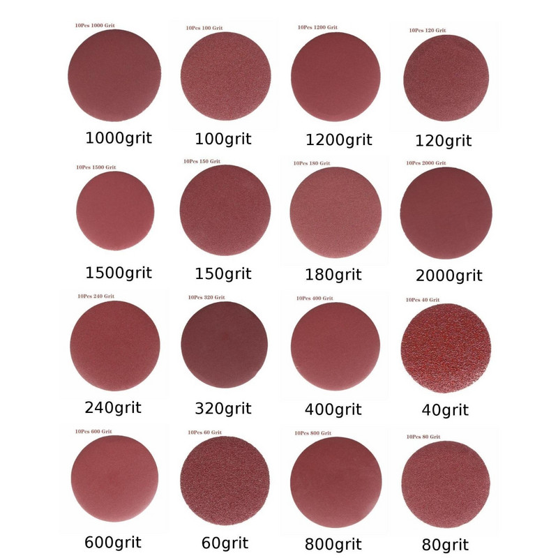 10 tk 5 tolli / 125 mm 40-2000 grit ümmarguse kujuga ketas liivalehed liivapaberi poleerimine                                       