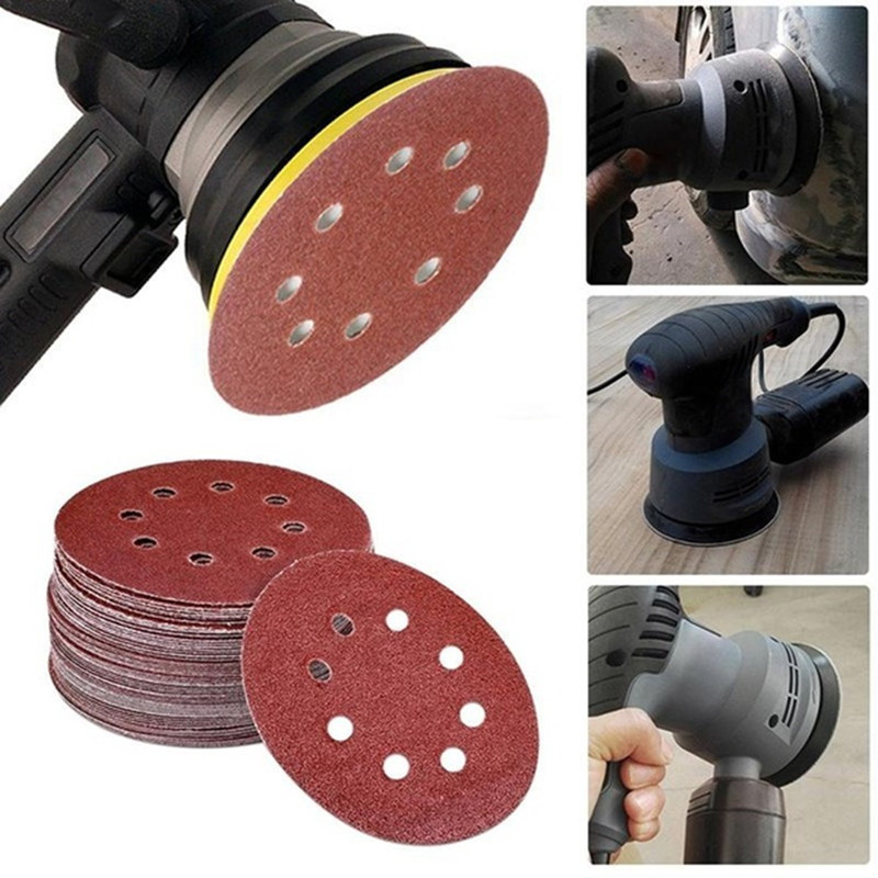 15 bucăți 5 inch 125 mm șmirghel rotund cu 8 găuri Disc de șlefuit Metal Auto Lemn Kit de lustruire pentru restaurare roți de mașină Foaie de nisip cu granulație 60-5000