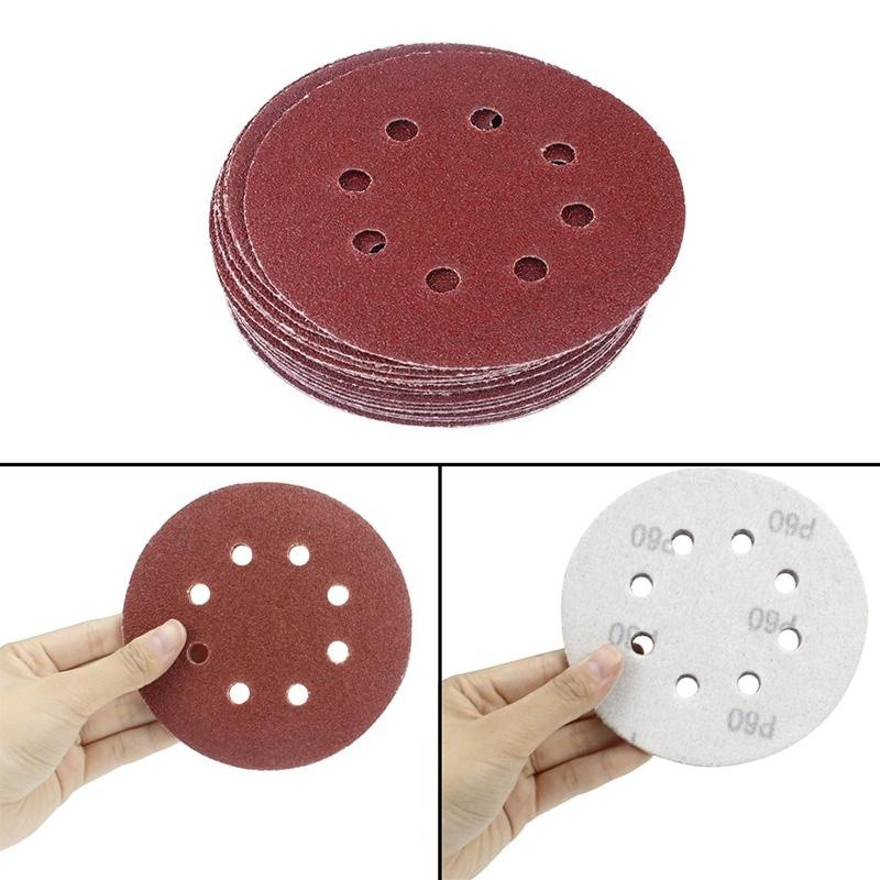 15 bucăți 5 inch 125 mm șmirghel rotund cu 8 găuri Disc de șlefuit Metal Auto Lemn Kit de lustruire pentru restaurare roți de mașină Foaie de nisip cu granulație 60-5000