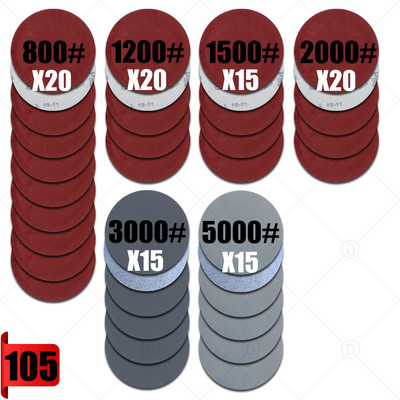 Set de șmirghel de șlefuit 80/105 bucăți cu discuri de șlefuit Hârtie abrazivă cu cârlig și buclă Disc rotund Foaie de nisip Restaurare pentru lustruire auto