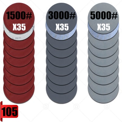 Set de șmirghel de șlefuit 80/105 bucăți cu discuri de șlefuit Hârtie abrazivă cu cârlig și buclă Disc rotund Foaie de nisip Restaurare pentru lustruire auto