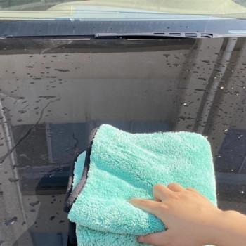 1200GSM Уплътнена кърпа за пране Микрофибър Двустранно коралово руно Кърпи за почистване на автомобили Силна водопопиваща кърпа за сушене